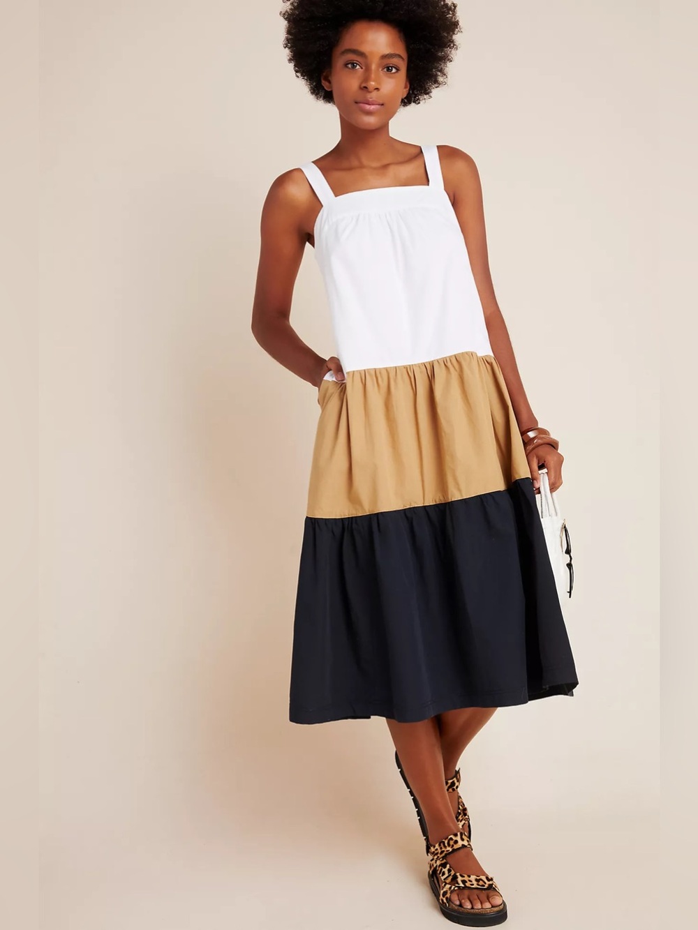 Anthropologie Maeve Meriah Colourblocked Midi Dress size Small